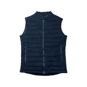 Zara Black Puffer Vest Men’s Medium Suede Finish Sleeveless Zip Up‎